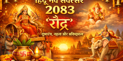 हिंदू नव संवत्सर 2083 रौद्र नवरात्रि कलश स्थापना देवी दुर्गा पूजा चित्र